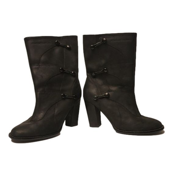 Harley Davidson Moto Boots Size 8 Leather Zip Side Button Accents Stamped Logo - Picture 10 of 16